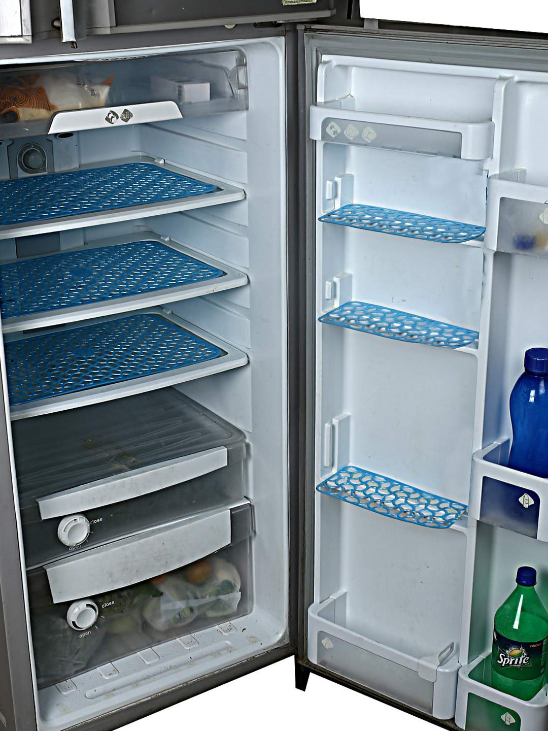 Kuber Industries 6 Pcs Blue Textured Refrigerator Drawer Tray Mats