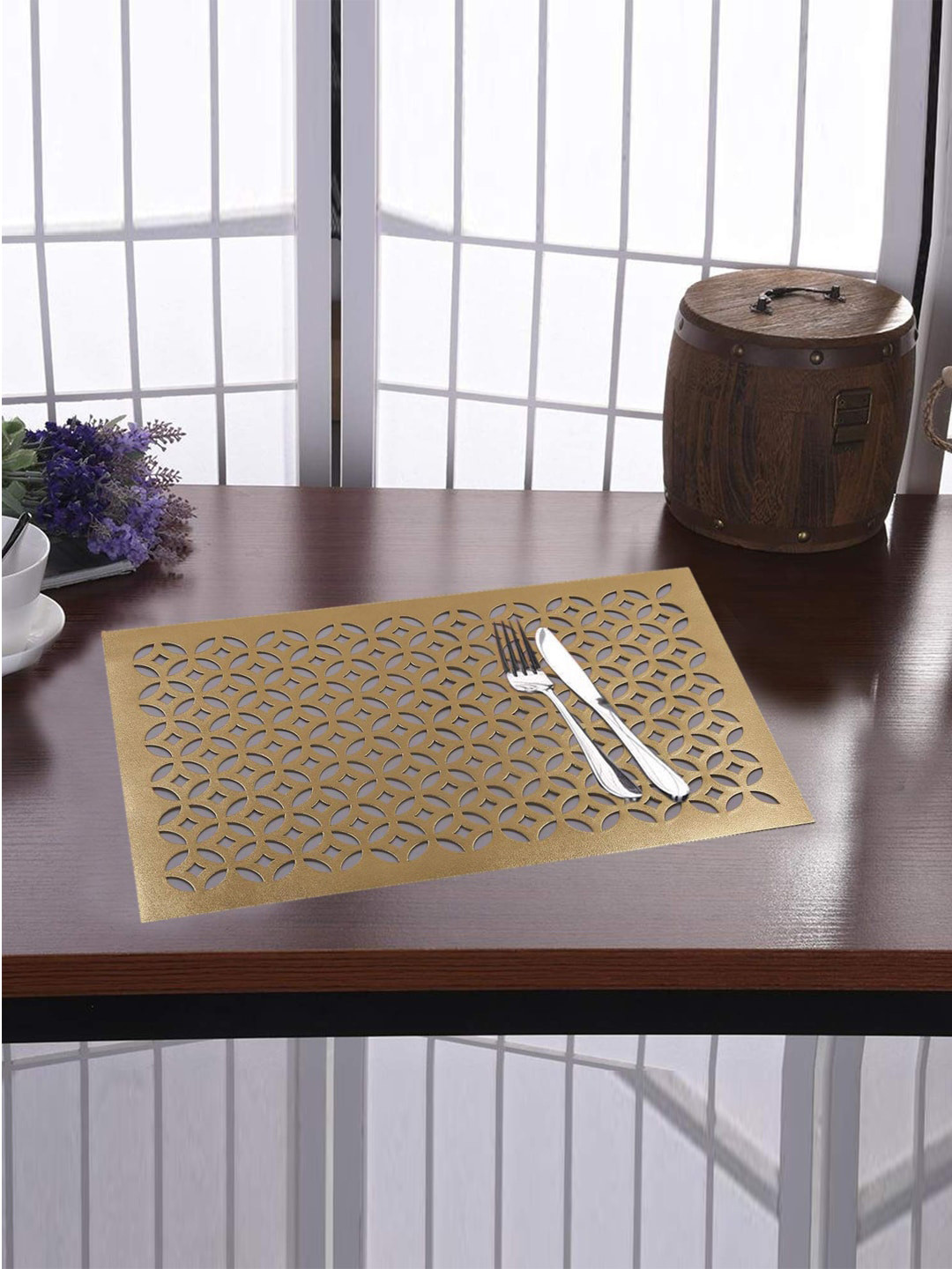 Kuber Industries Brown 6 Pieces Heat-Resistant Rectangular Table Placemats