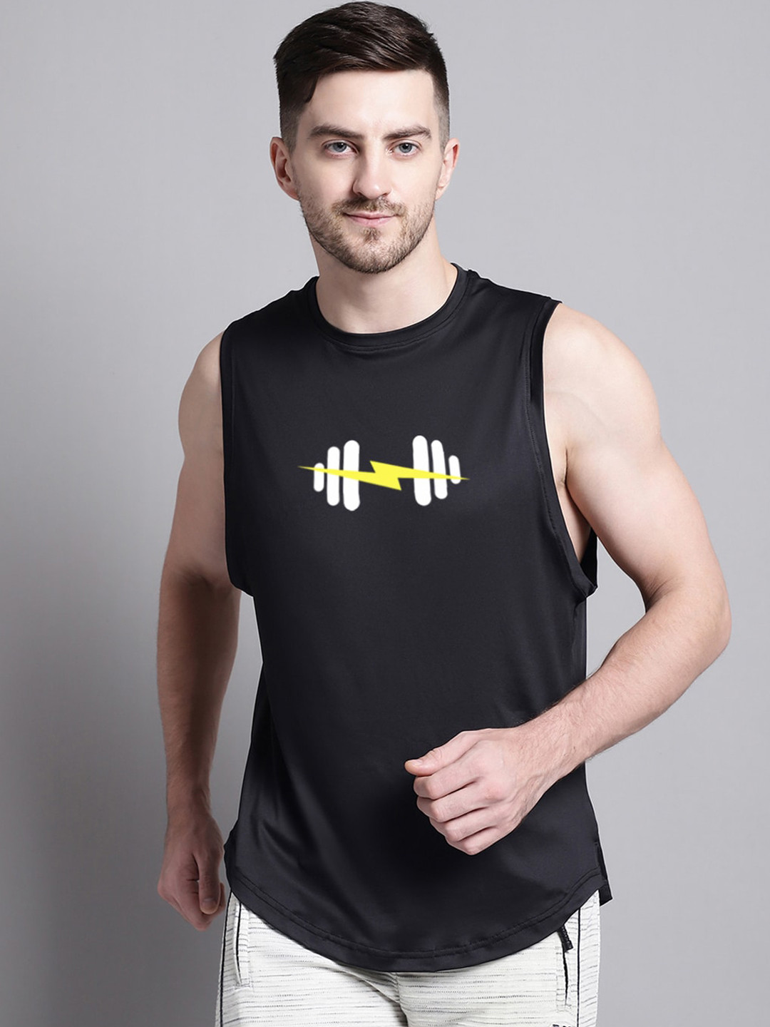 Friskers Graphic Printed Slim-Fit Skin Friendly Gym Vest MD458-1884-01-S