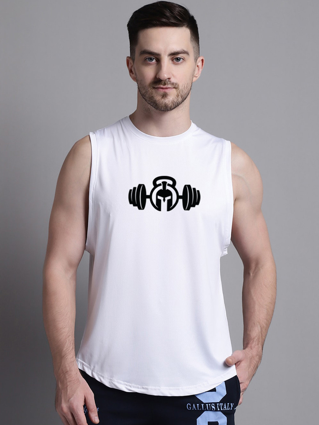 Friskers Printed Sleeveless Micro Fibre Gym Vests MD429-3678-02-S