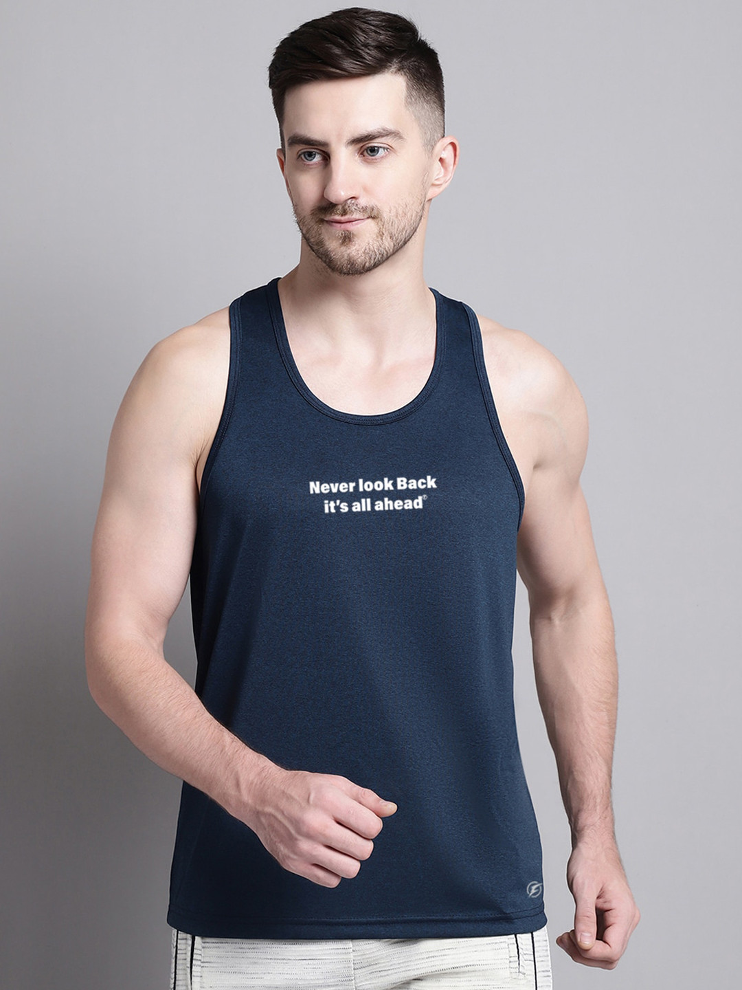 Friskers Typography Printed Sleeveless Regular Fit Gym Vests MA486-2441-17-S
