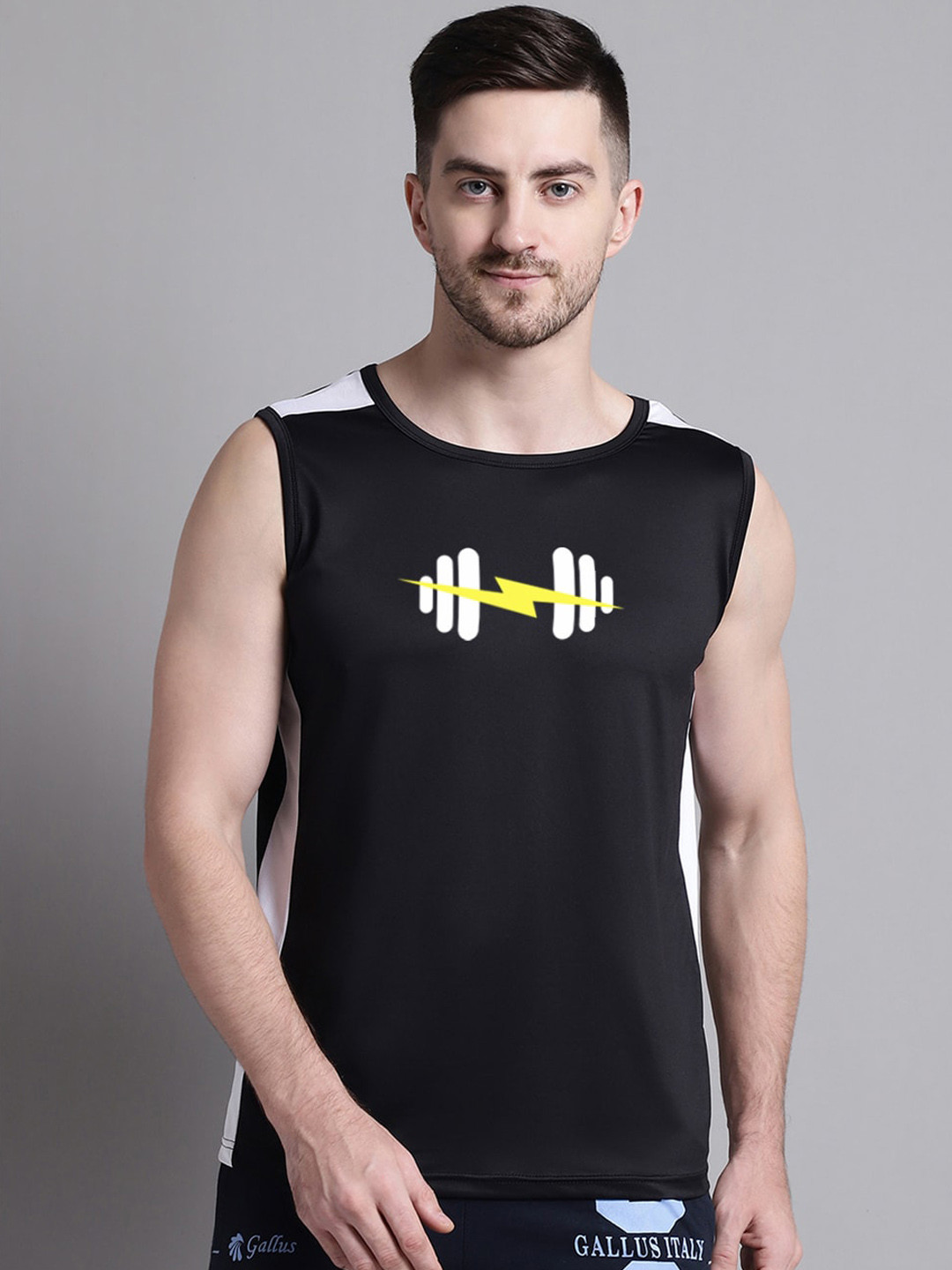 Friskers Graphic Printed Sleeveless Slim Fit Gym Vests MSH2002-458-S