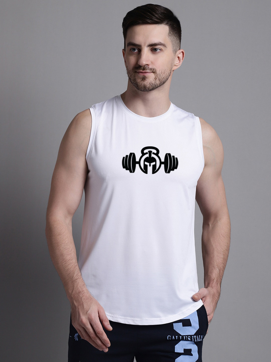 Friskers Printed Sleeveless Gym Vests MST429-3678-02-S