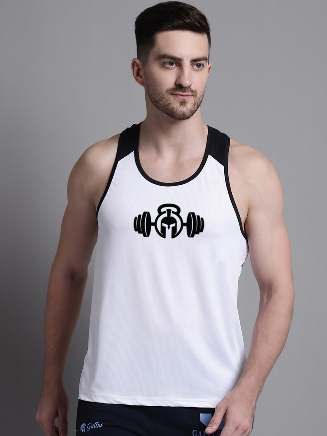 Friskers Graphic Printed Slim-Fit Gym Vest MBH2001-429-S