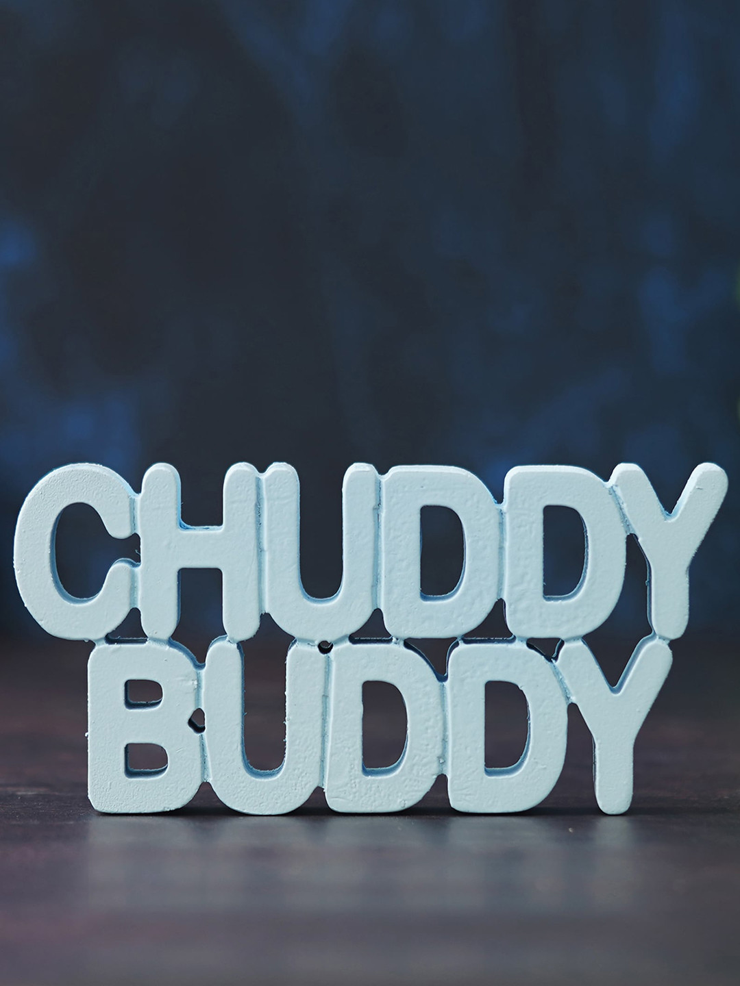 eCraftIndia Chuddy Buddy Blue Wood Natural Home Office Hand-Crafted Small Showpiece - 3.1 Inches