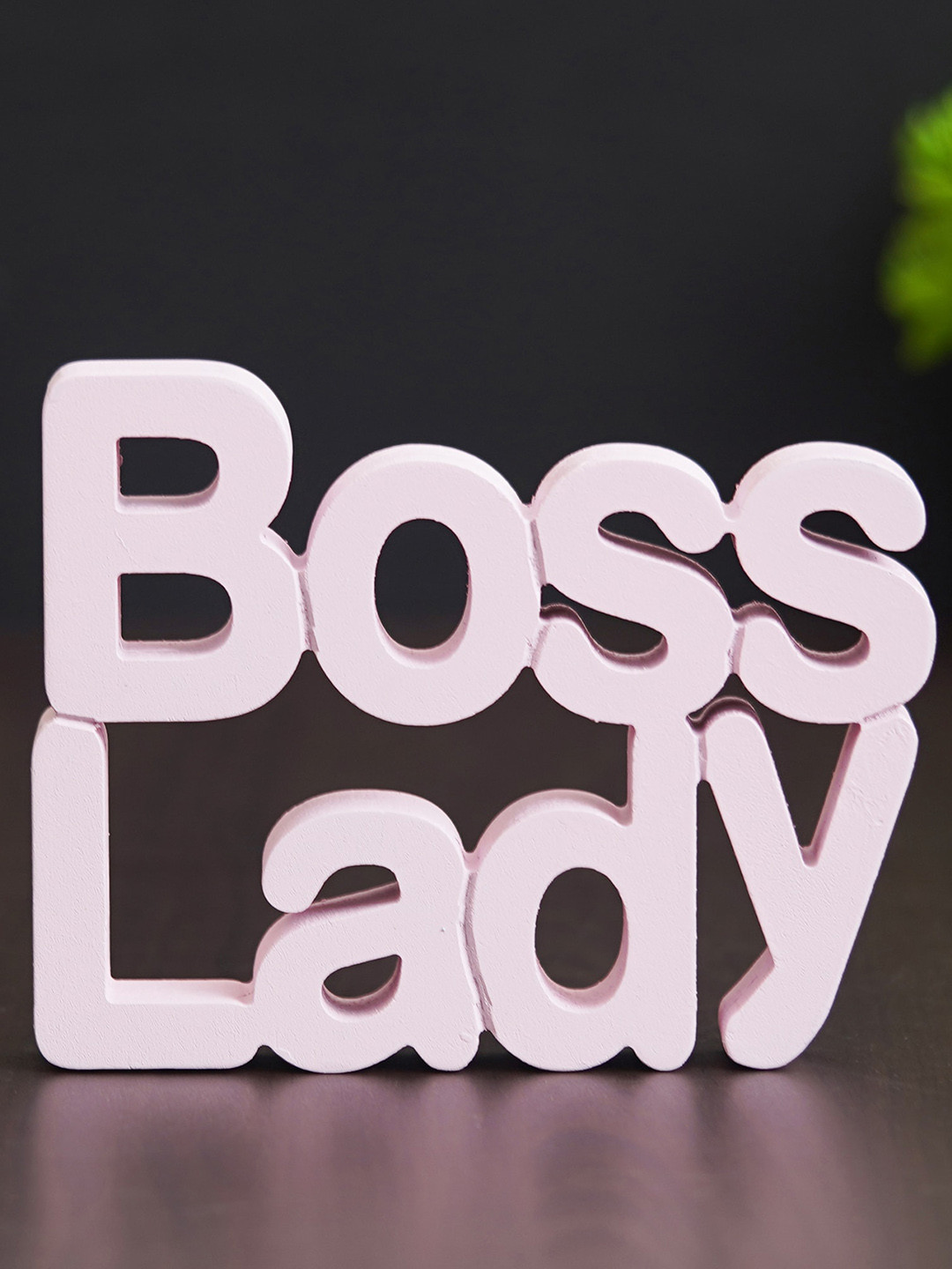 eCraftIndia Boss Lady Pink Wood Matte Study Room Small Showpiece - 5.1 Inches