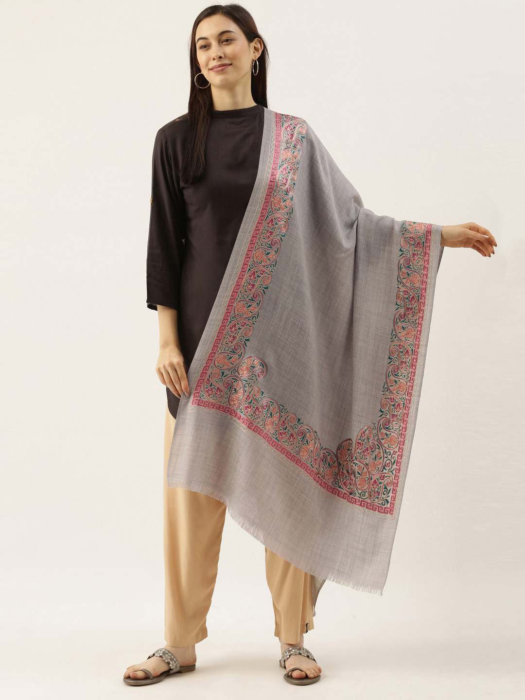 Pashmoda Embroidered Pure Wool Stole