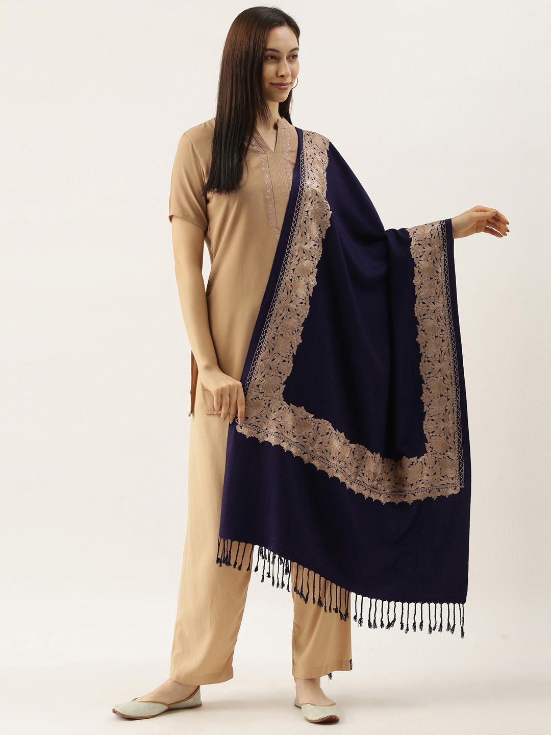 Pashmoda Aari Floral Embroidered Stole