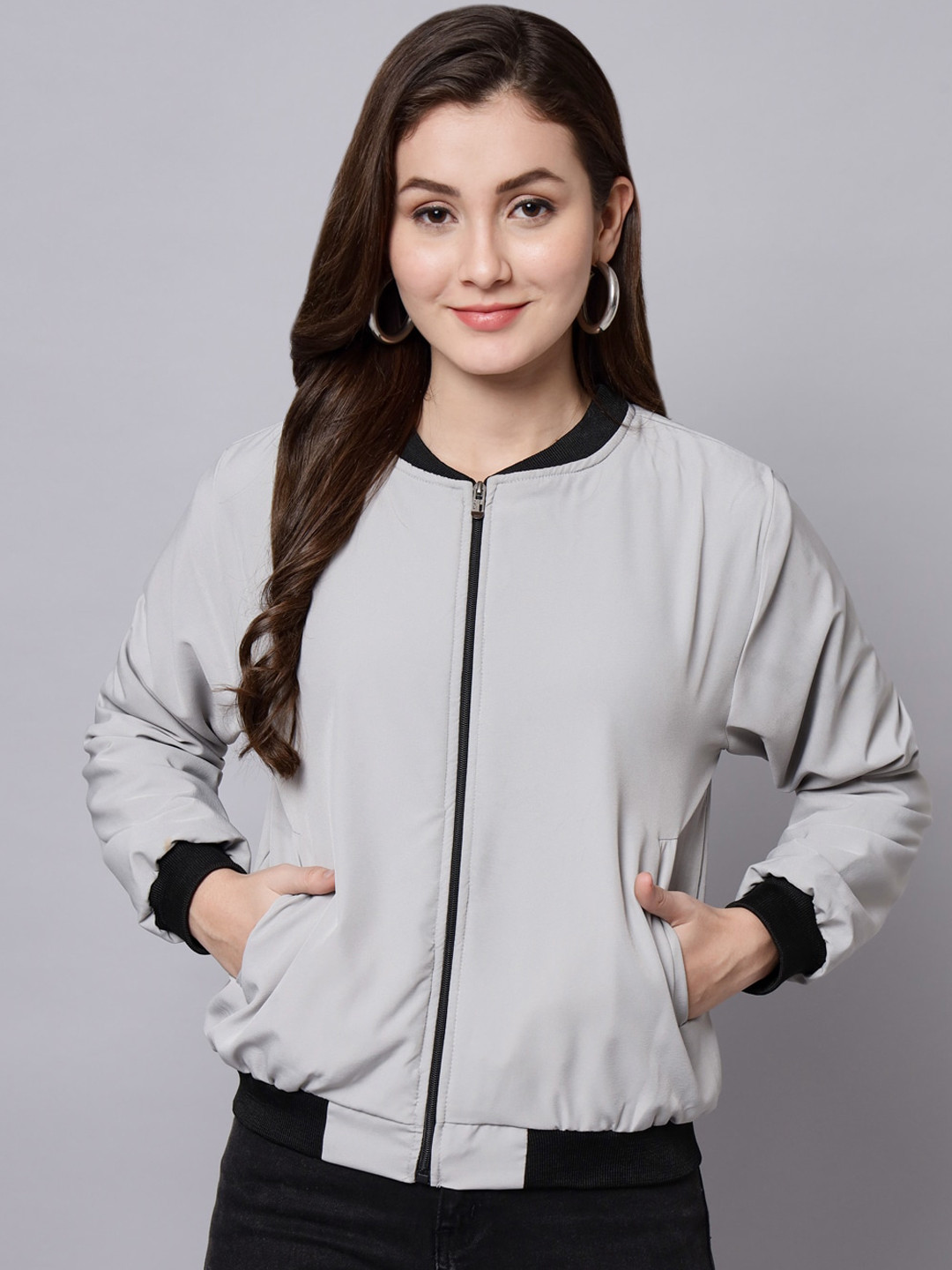 Funday Fashion Stand Collar Bomber Jacket