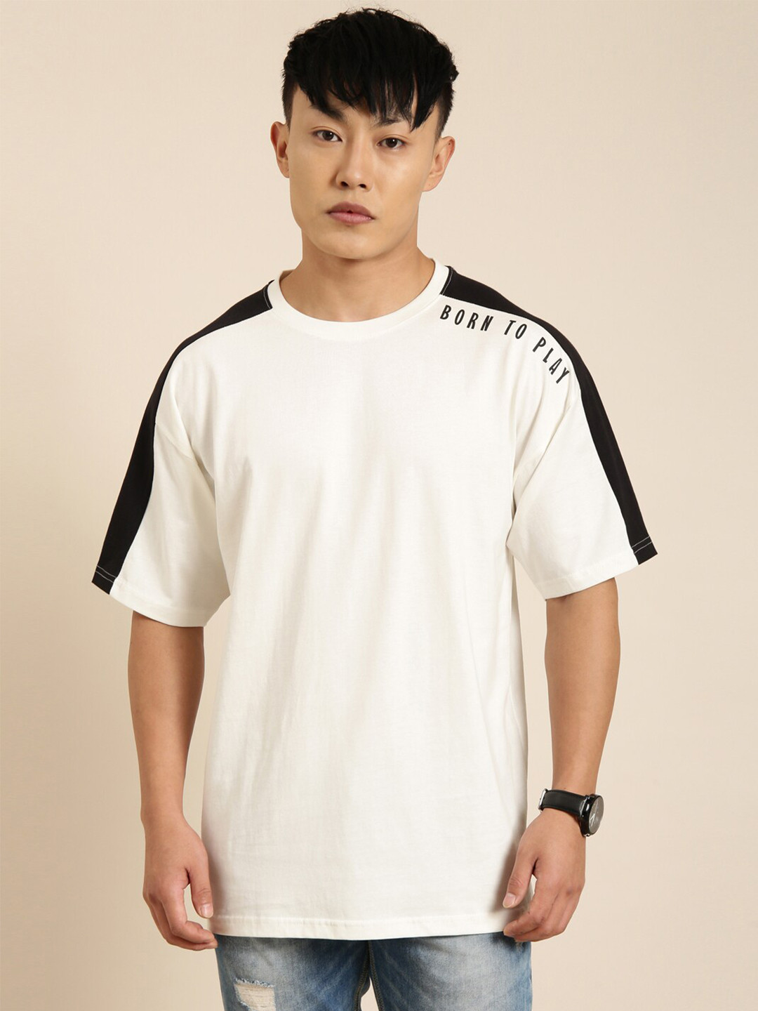Joven Pure Cotton Drop Shoulder Sleeves Oversize T-Shirt