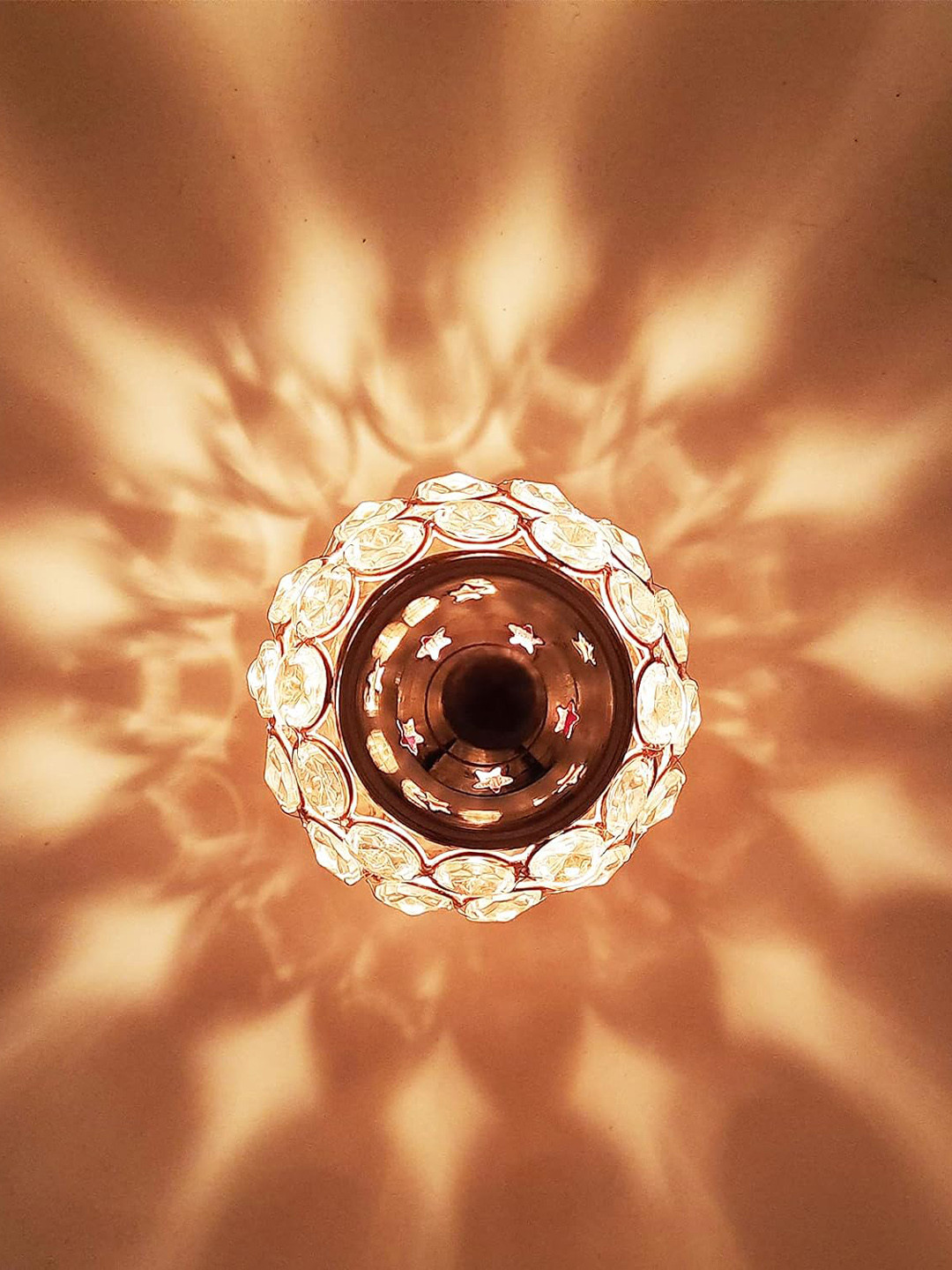 Ascension Gold-Toned Akhand Diya Crystal Oil Lamp