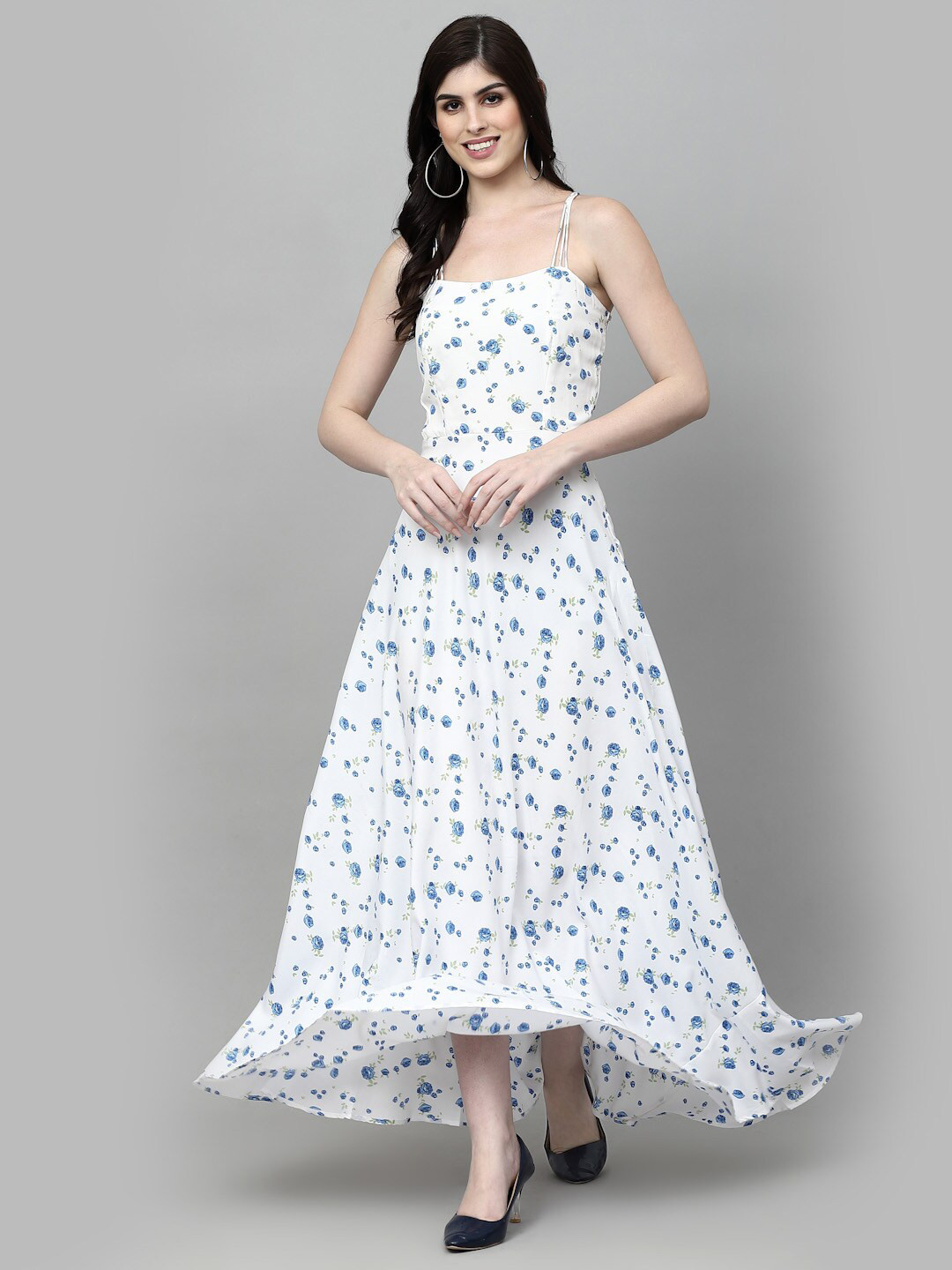 aayu Floral Printed Shoulder Straps Maxi Dress