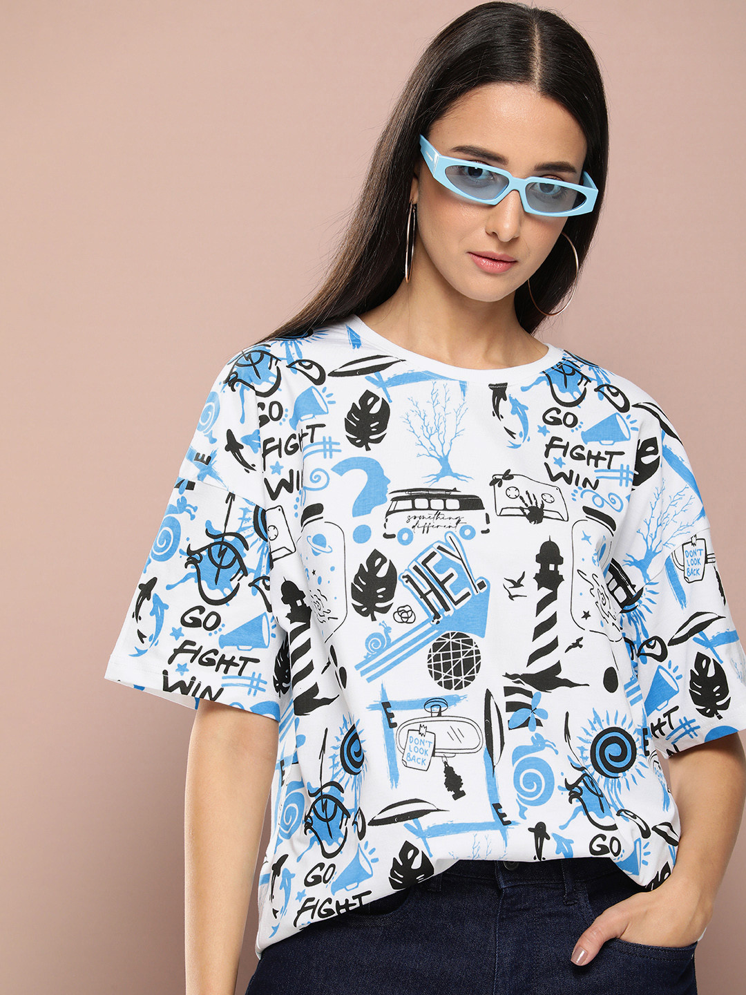 Stormborn Graphic Printed Drop Shoulder Sleeves Pure Cotton Oversized T-shirt