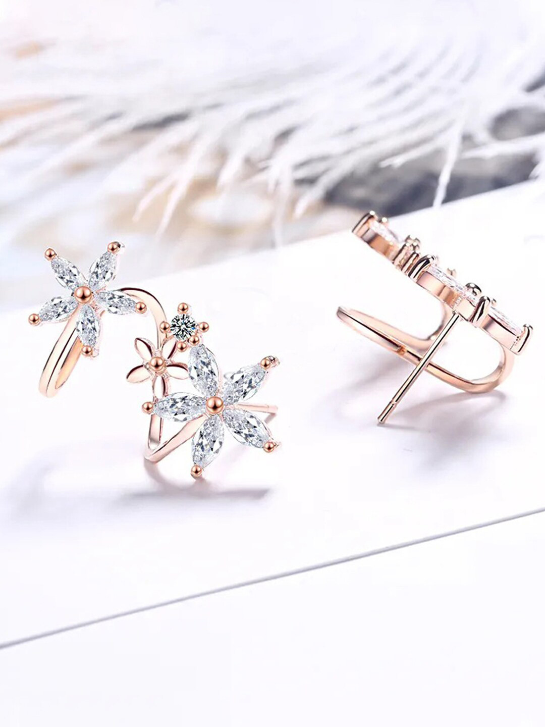 Jewels Galaxy Rose Gold Plated Star Shaped Studs Earrings