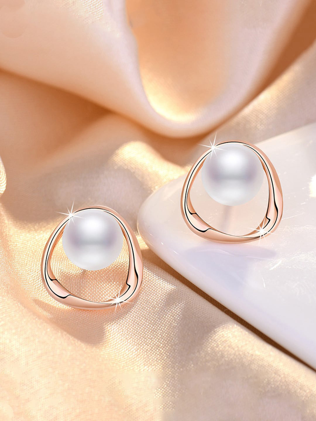 Jewels Galaxy Rose Gold-Plated Contemporary Studs Earrings