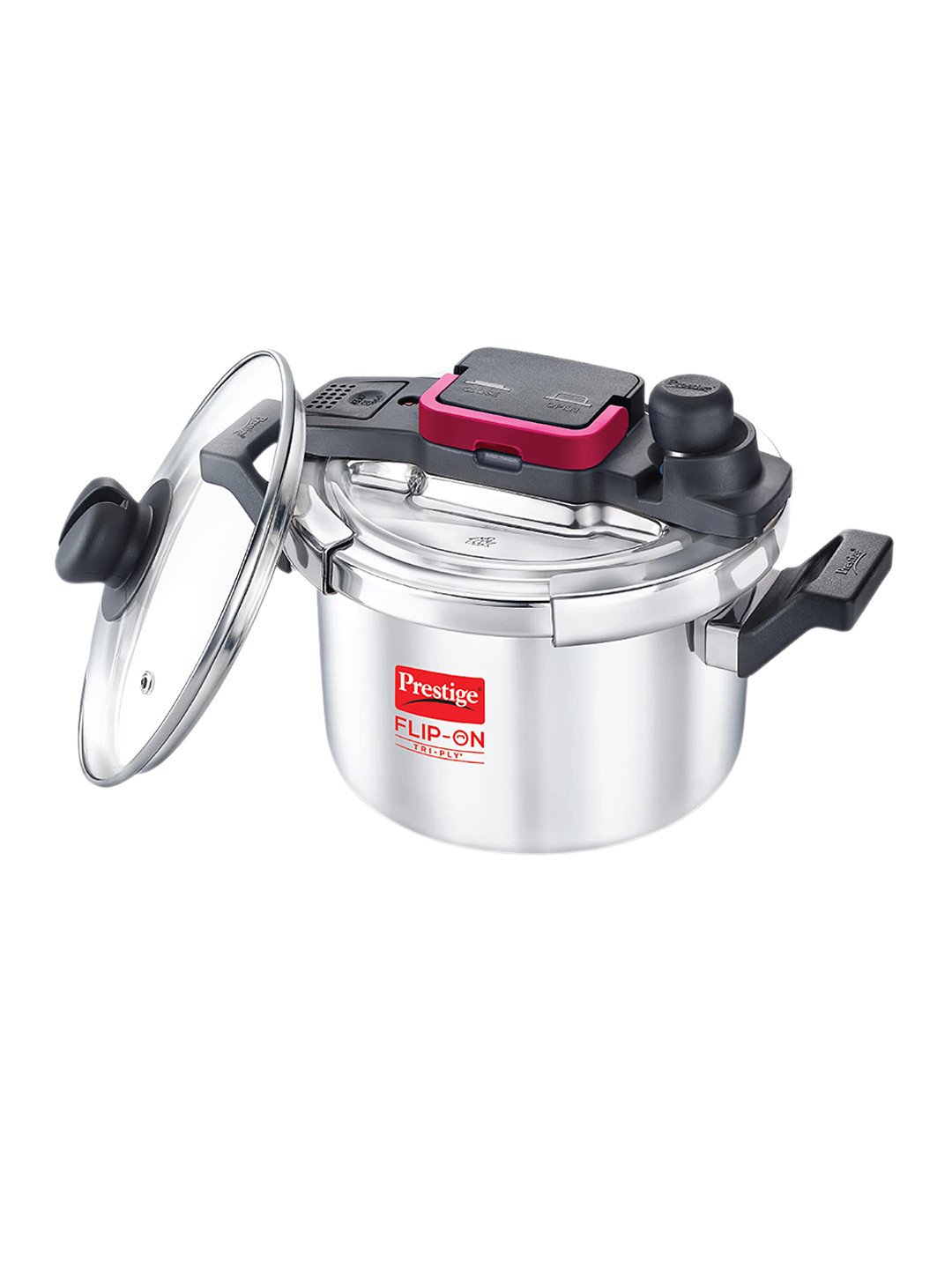 Prestige Flip-On Silver Stainless Steel Induction Base Clip On Pressure Cooker-3 L