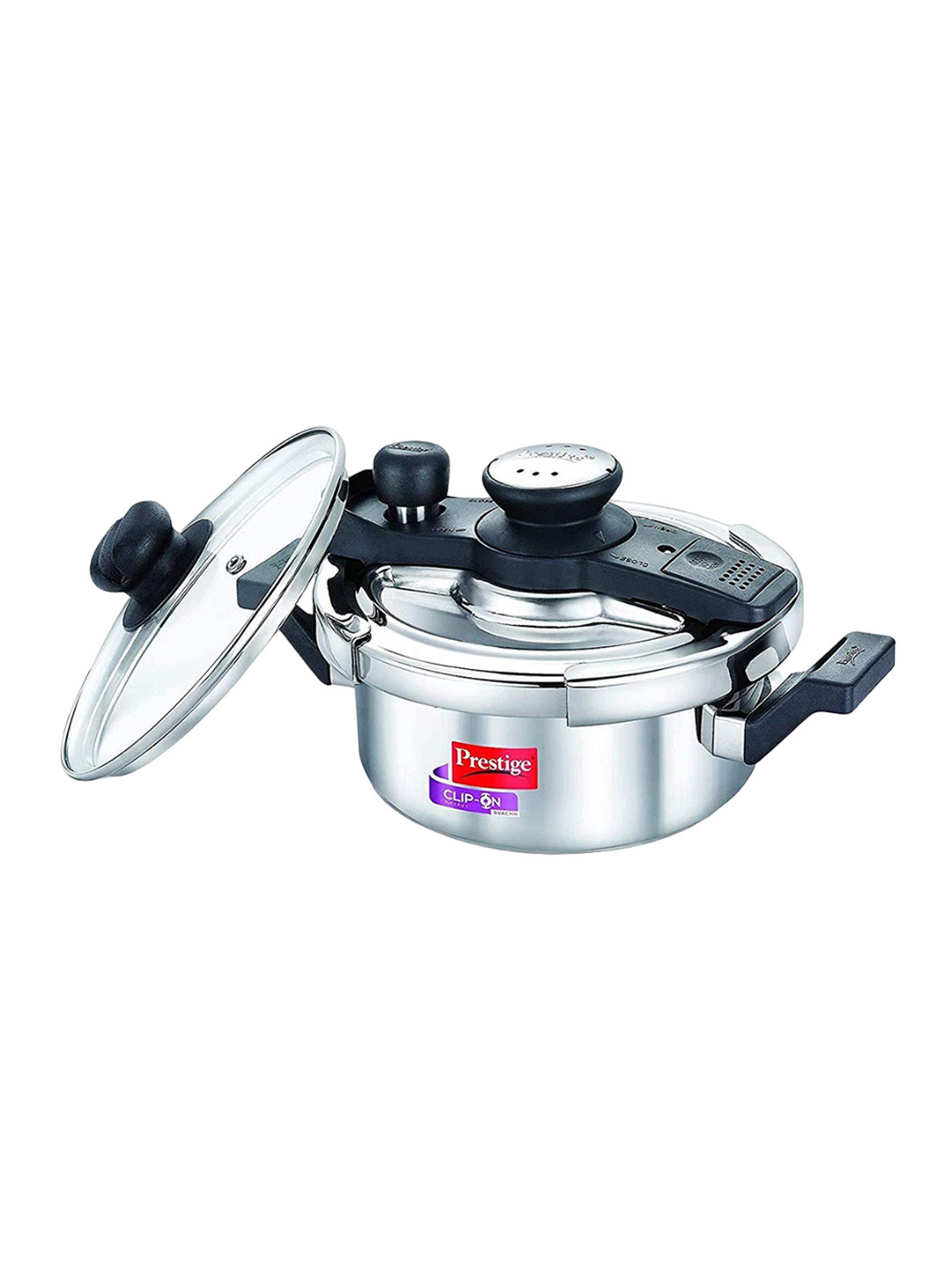Prestige Clip-on Svachh Silver Stainless Steel Spillage Control Induction Clip On Pressure Cooker-2 L
