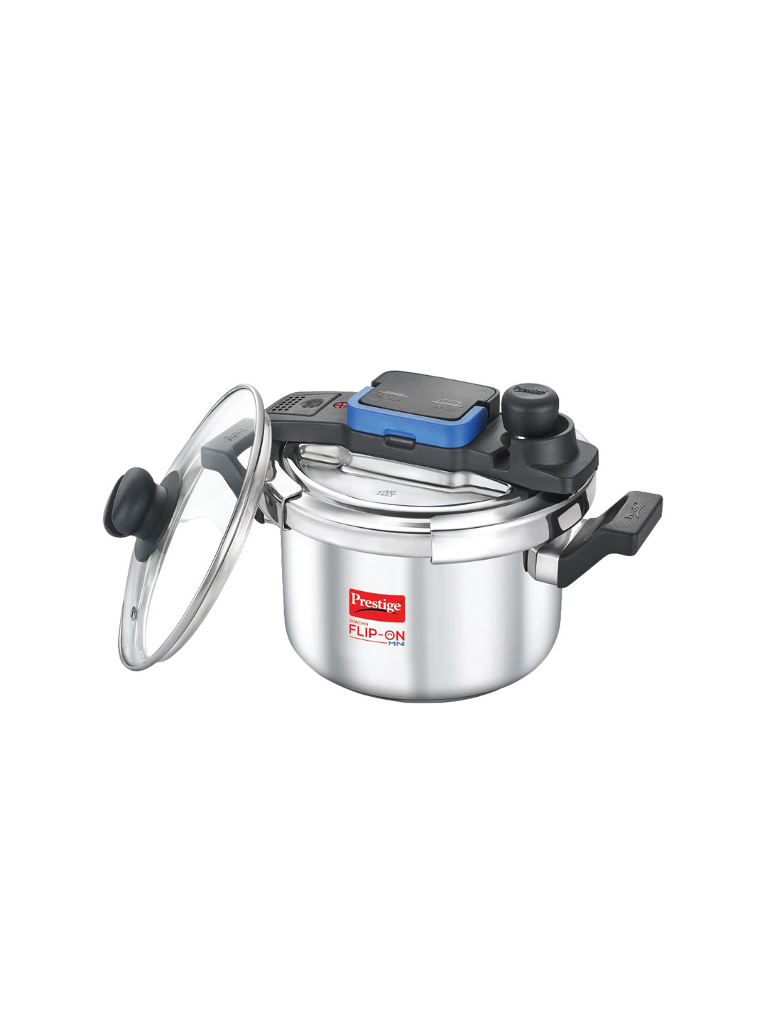 Prestige Svachh Flip-on Silver Stainless Steel Spillage Control Induction Clip On Pressure Cooker-3 L