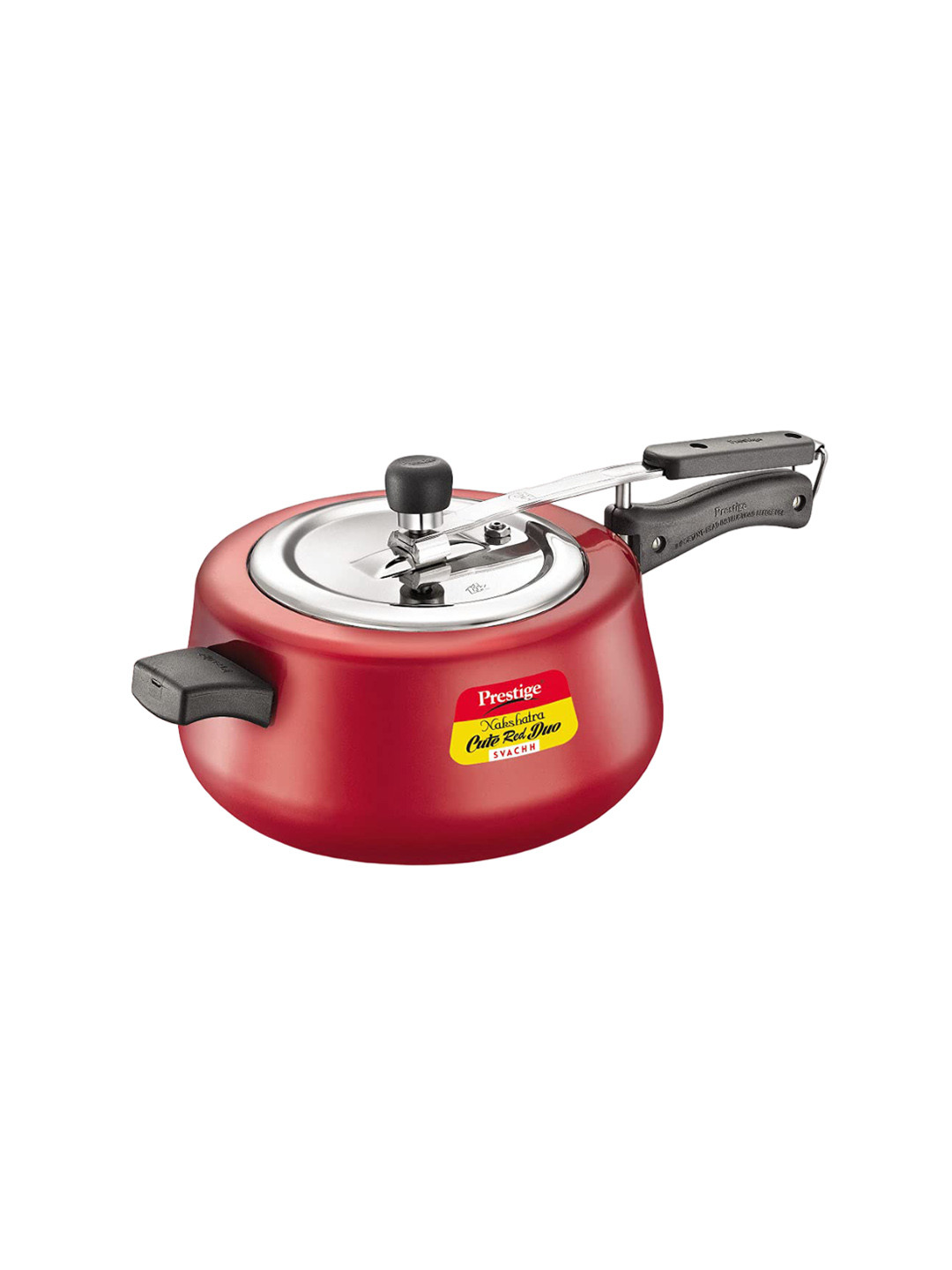 Prestige Nakshatra Cute Duo Svachh Red Aluminium Spillage Control Induction Inner Lid Pressure Cooker-5 L