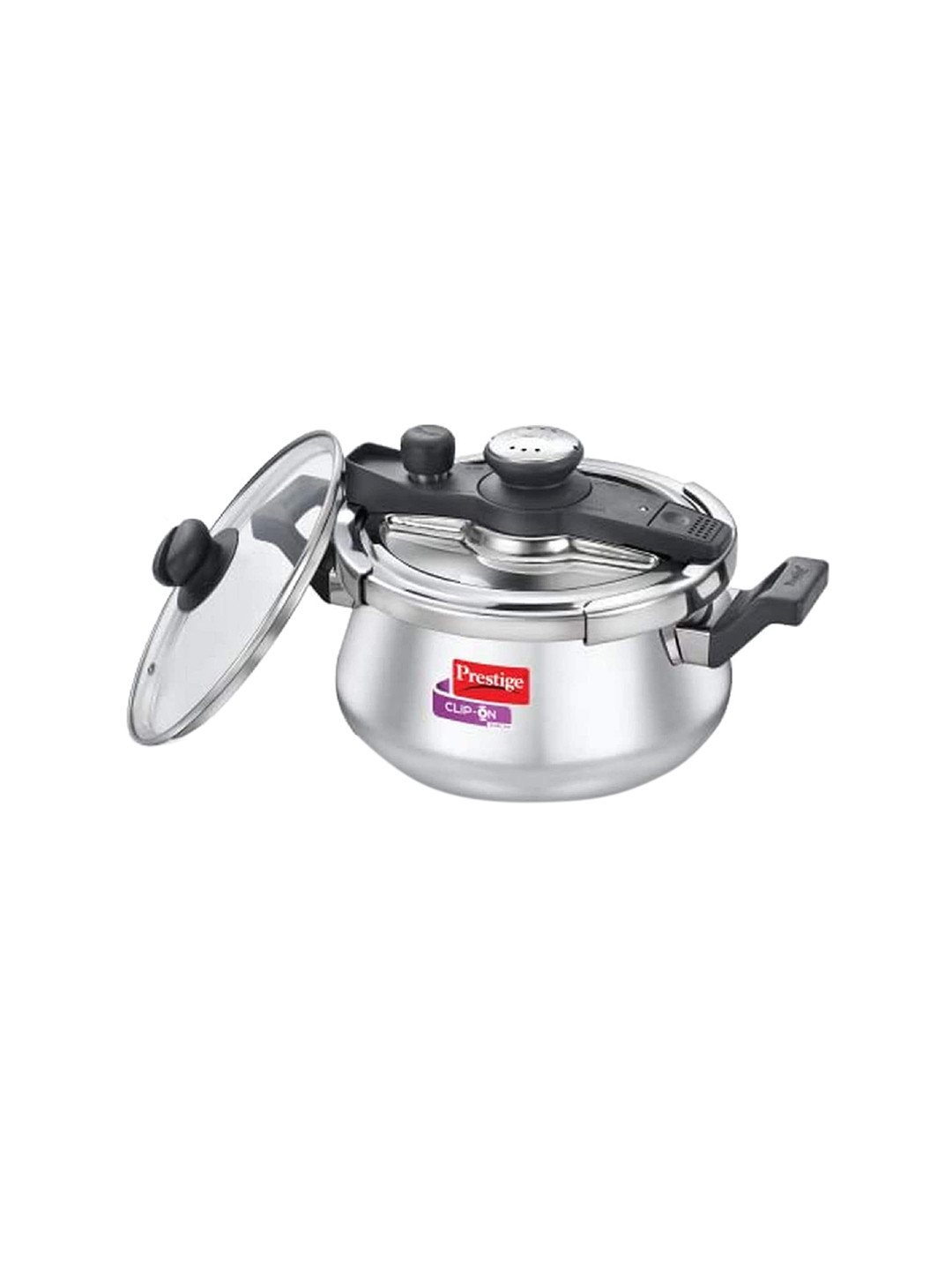 Prestige Clip-on Svachh Silver Stainless Steel Spillage Control Induction Clip On Pressure Cooker-5 L