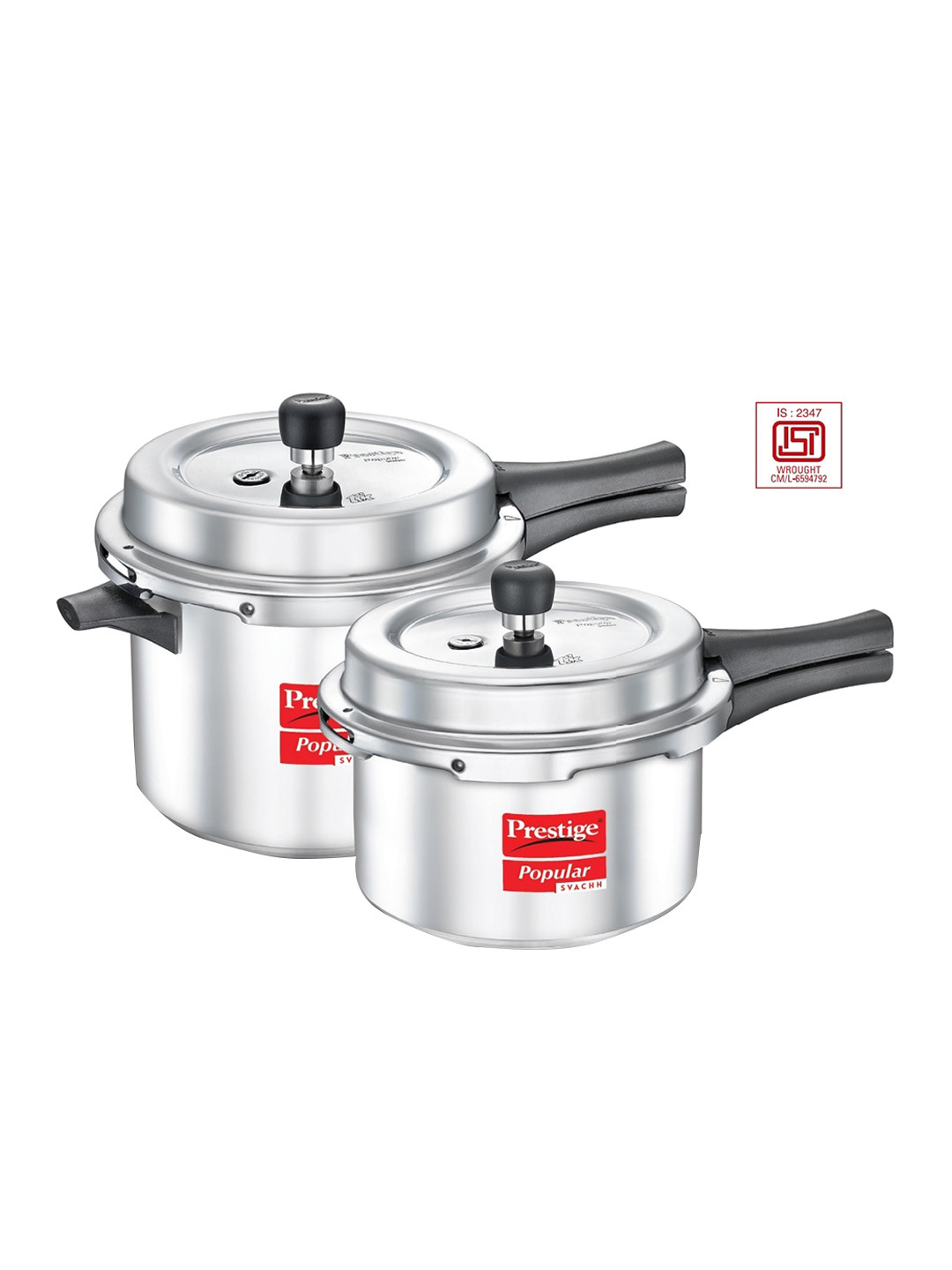 Prestige Popular Svachh Silver Aluminium Spillage Control 2 Induction Outer Lid Pressure Cooker