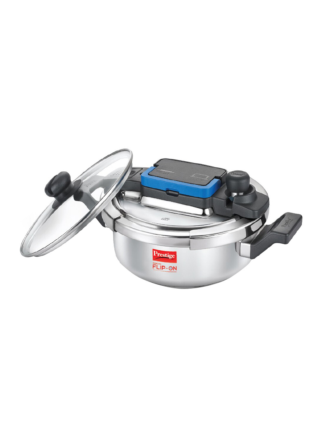 Prestige Svachh Flip-on Silver Stainless Steel Spillage Control Induction Clip On Pressure Cooker-3 L