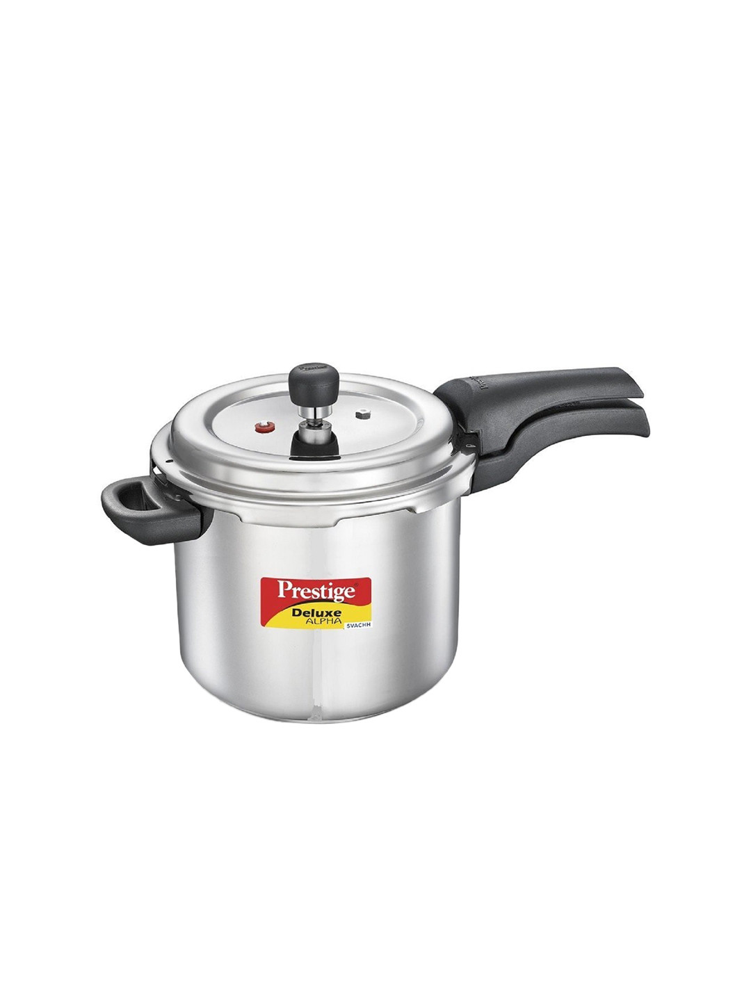 Prestige Deluxe Alpha Svachh Silver Stainless Steel Spillage Control Induction Outer Lid Pressure Cooker-5.5 L