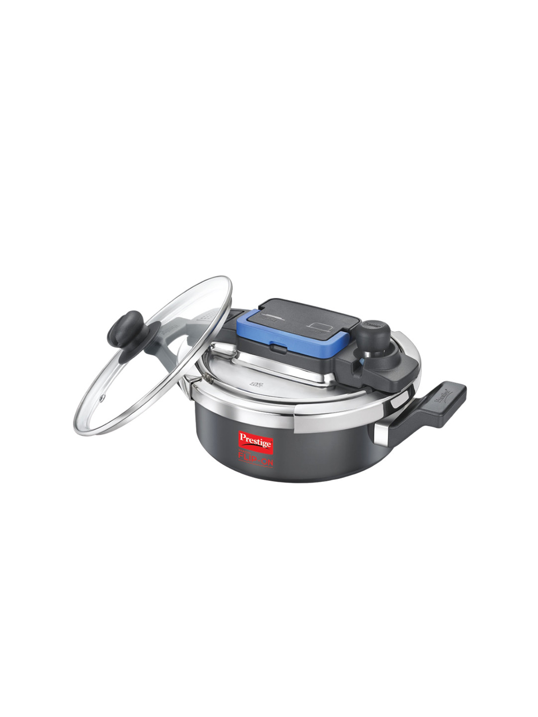 Prestige Svachh Flip-on Black Melamine Spillage Control Induction Clip On Hard Anodized Pressure Cooker-3 L