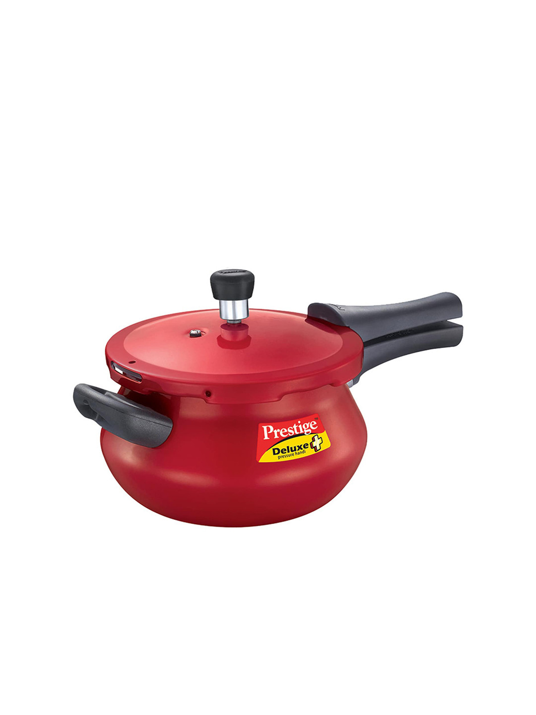 Prestige Deluxe Plus Red Aluminium Induction Base Outer Lid Pressure Cooker-5 L