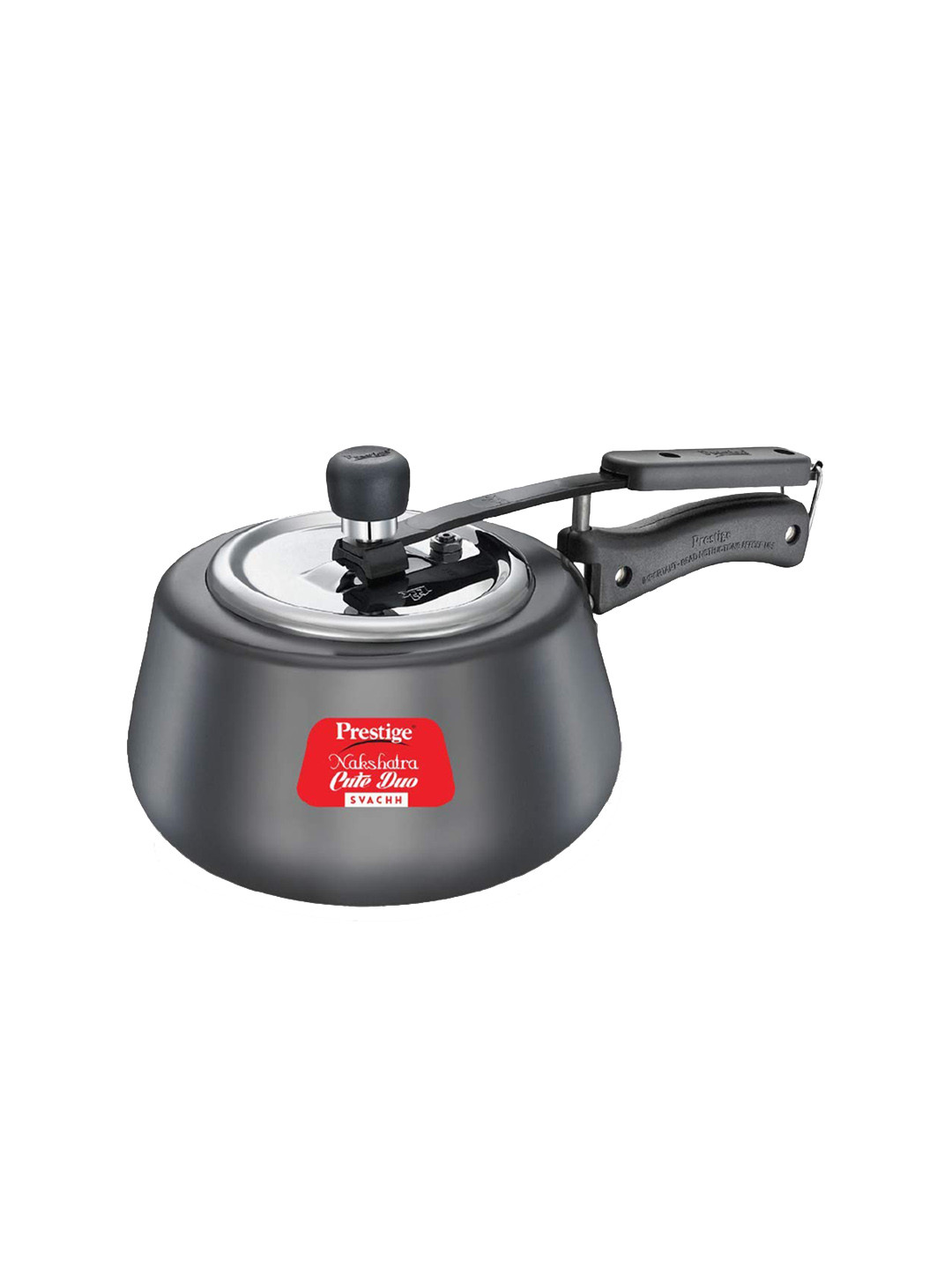 Prestige Nakshatra Cute Duo Svachh Black Aluminium Spillage Control Induction Inner Lid Hard Anodized Pressure Cooker-3 L