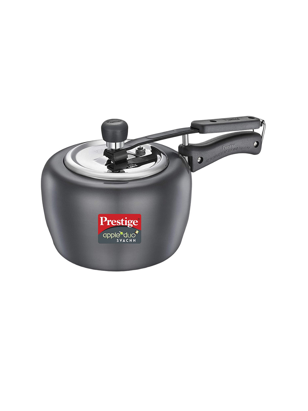Prestige Apple Duo Black Ceramic Spillage Control Induction Inner Lid Hard Anodized Pressure Cooker-3 L