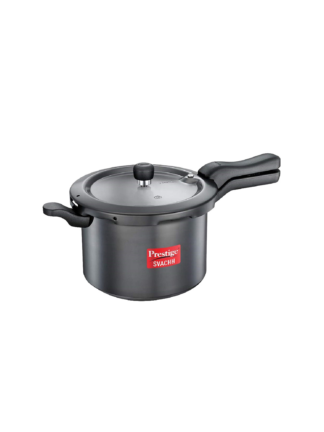 Prestige Svachh Black Melamine Spillage Control Induction Outer Lid Hard Anodized Pressure Cooker-5 L