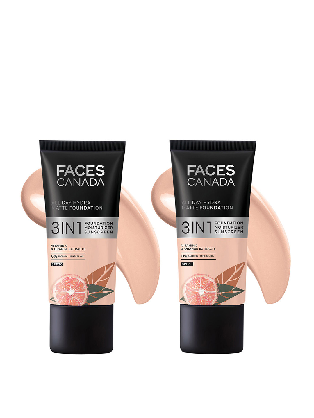 FACES CANADA Set of 2 3-in-1 All Day Hydra Matte SPF30 Foundation 25ml each-Rose Ivory 011