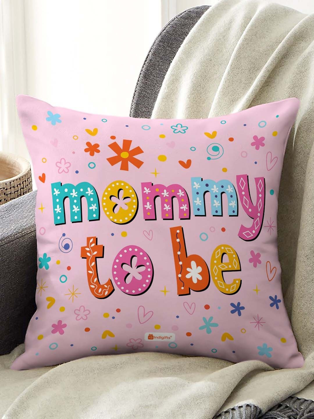 Indigifts Pink & Blue Printed Pre-Filled Cushion