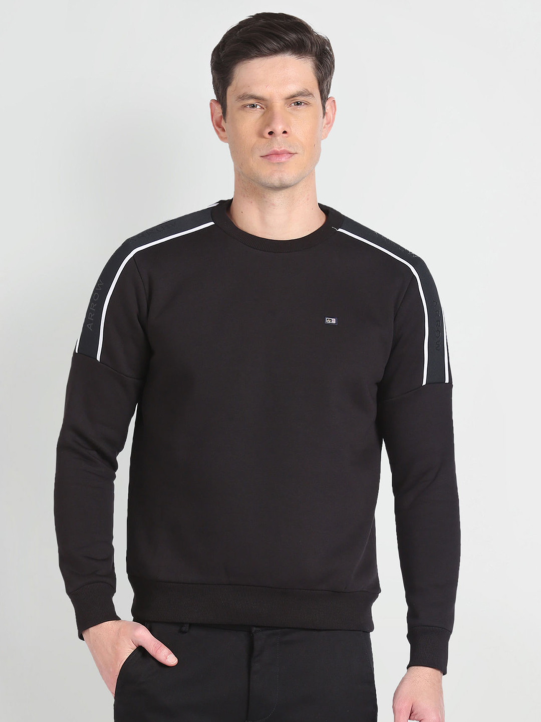 Arrow Sport Brand Logo Printed Round Neck Long Sleeves Pullover Sweatshirt