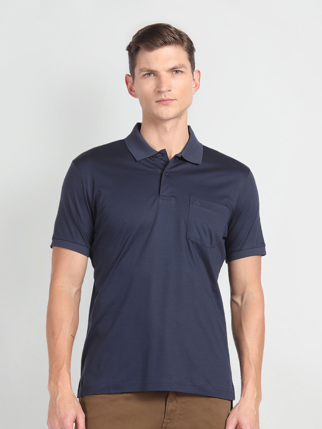 Arrow Polo Collar Short Sleeve Pockets Cotton Regular T-shirt