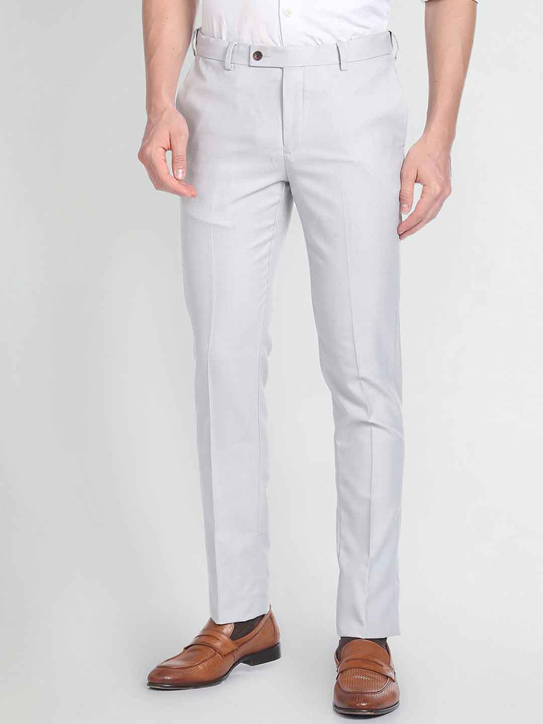 Arrow Men Windowpane Checks Autoflex Trousers