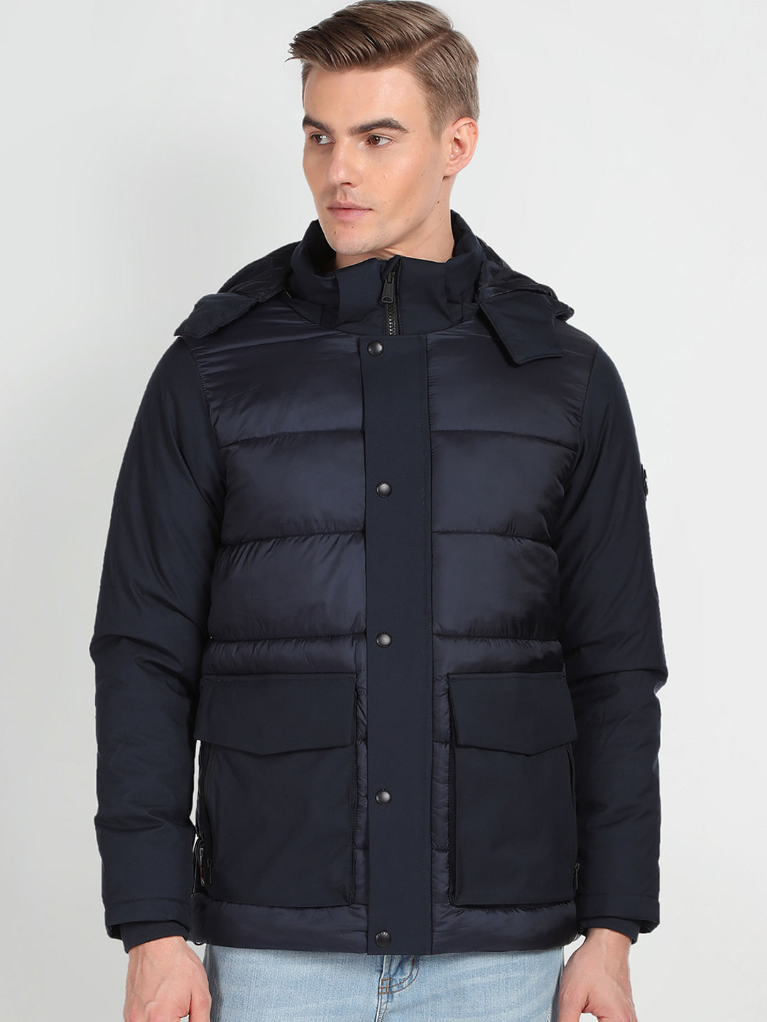 Arrow Sport Hooded Long Sleeve Nylon Puffer Jacket