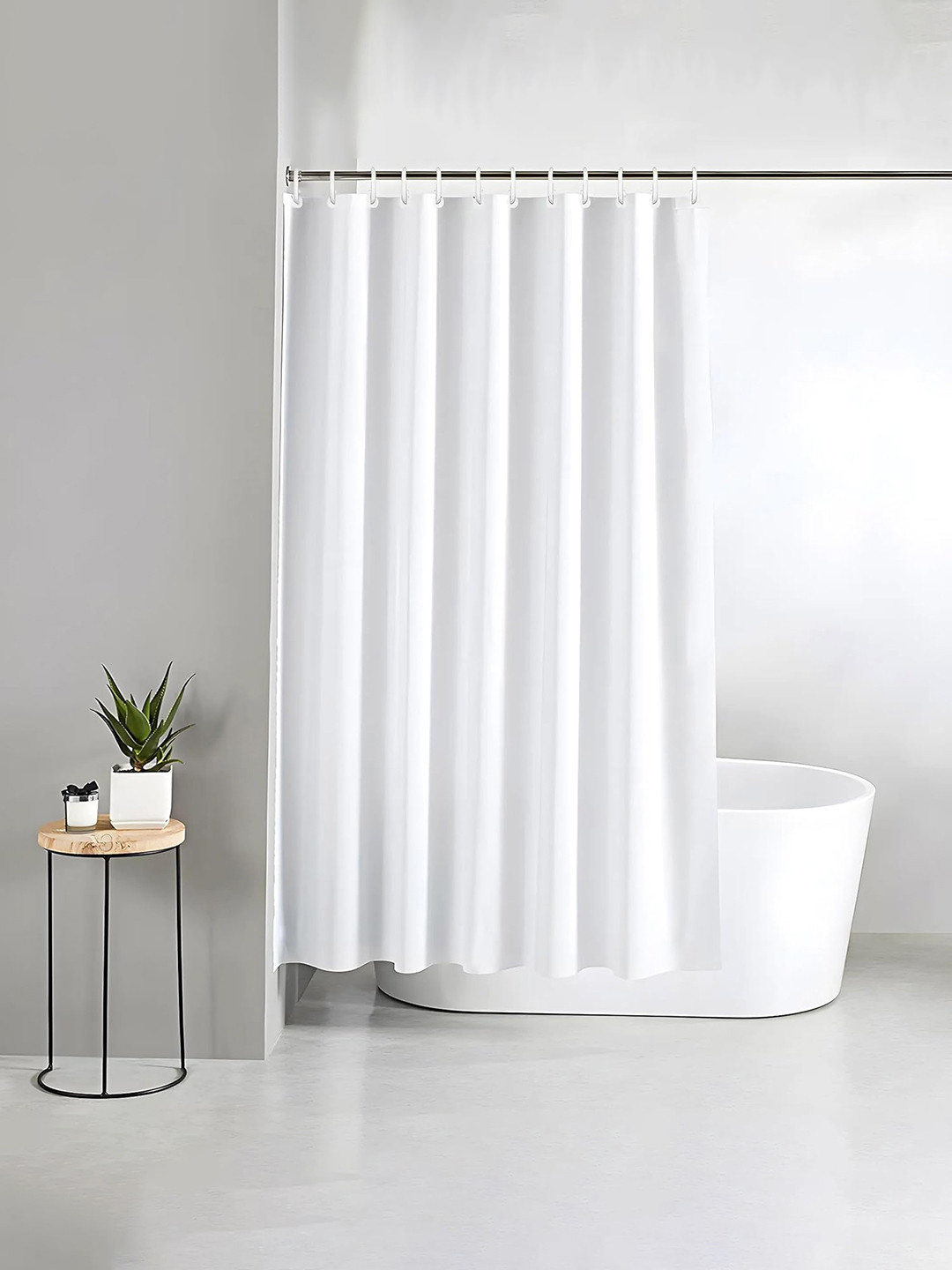 Kuber Industries White PVC Shower Curtain