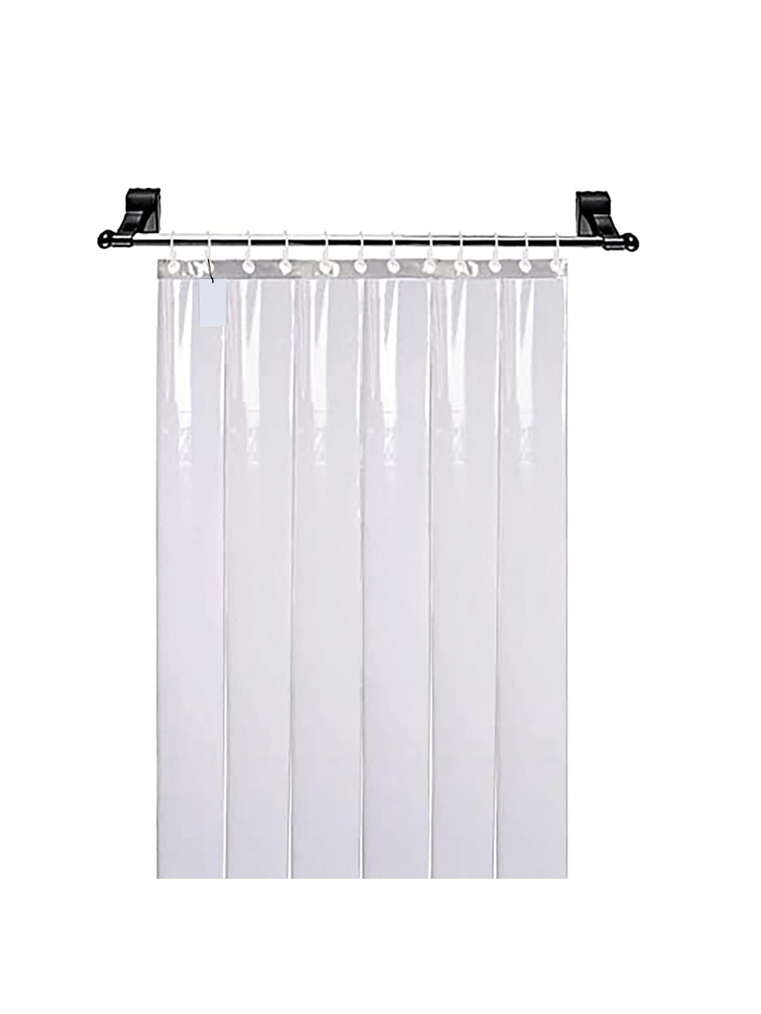 Kuber Industries Transparent 6 Strips Shower Curtain