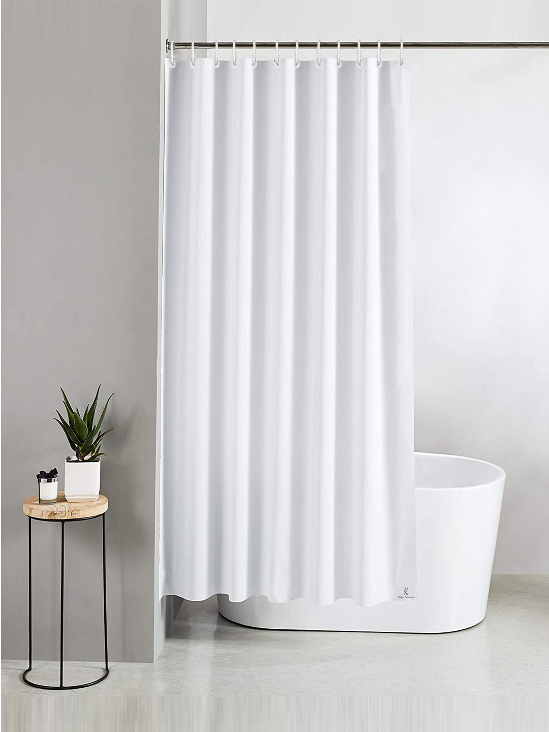 Kuber Industries White PVC Shower Curtain