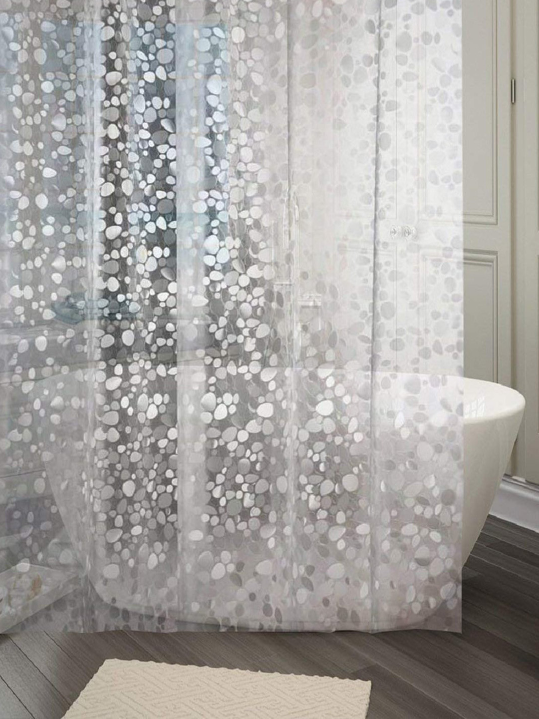 Kuber Industries Transparent PVC Shower Curtain