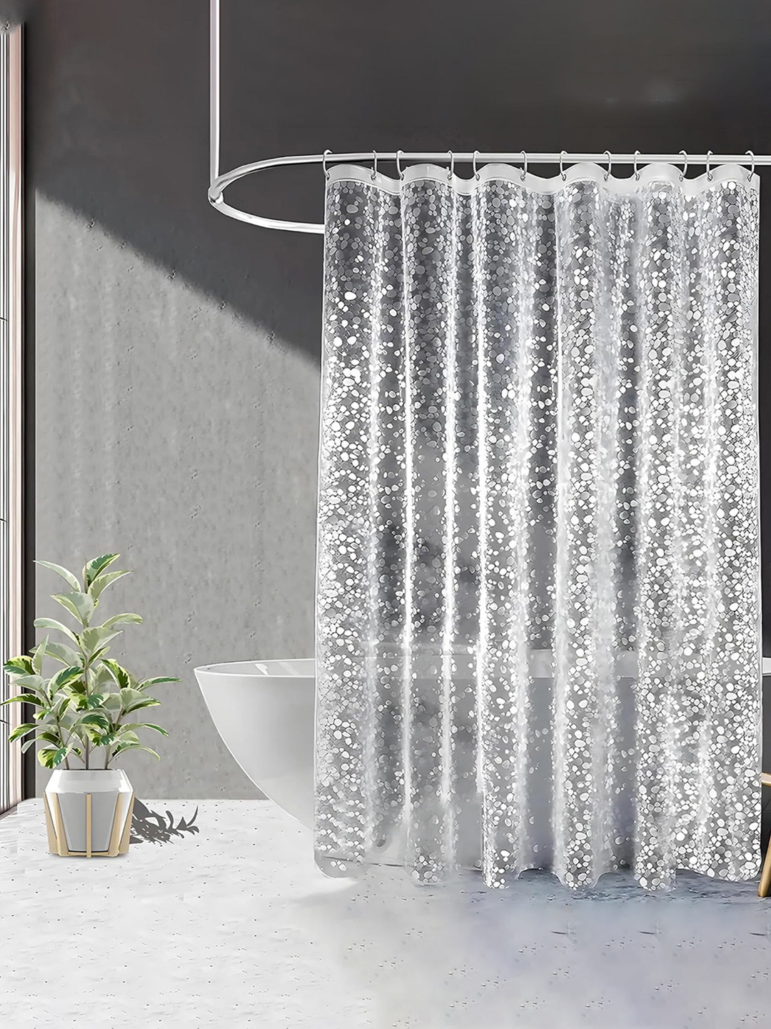 Kuber Industries Transparent PVC Shower Curtain