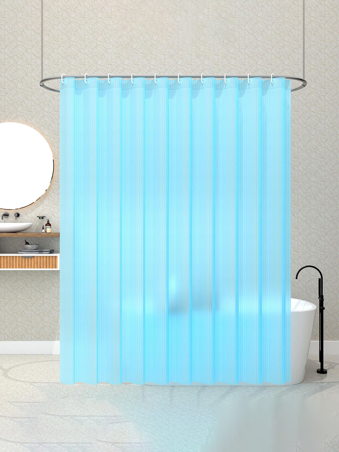 Kuber Industries Blue PVC Shower Curtains