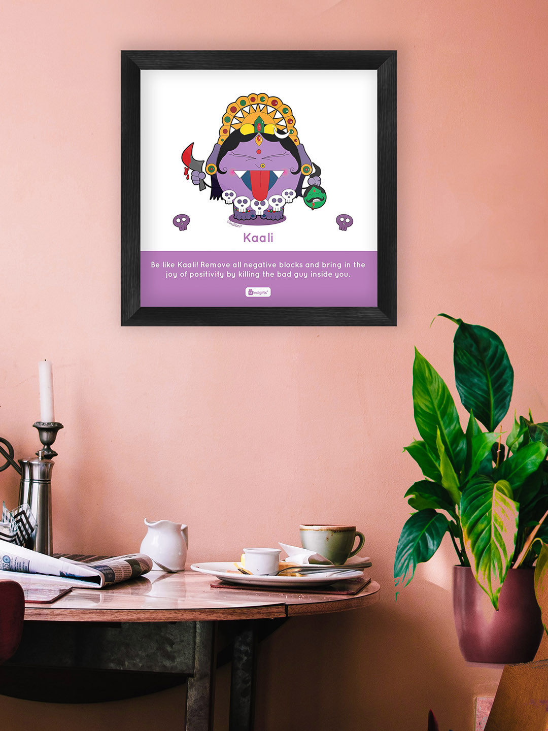 Indigifts Be Like Kaali Wood Ethnic Motifs Matte Hanging Hall Spiritual Wall Decor-6In