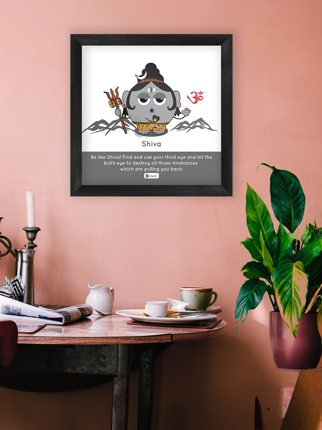 Indigifts Grey & White Be Like Shiva Printed Poster Frame