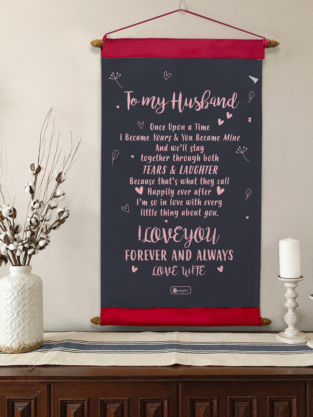 Indigifts Husband Special Fabric Glossy Hanging Hall Wall Hangings-17In