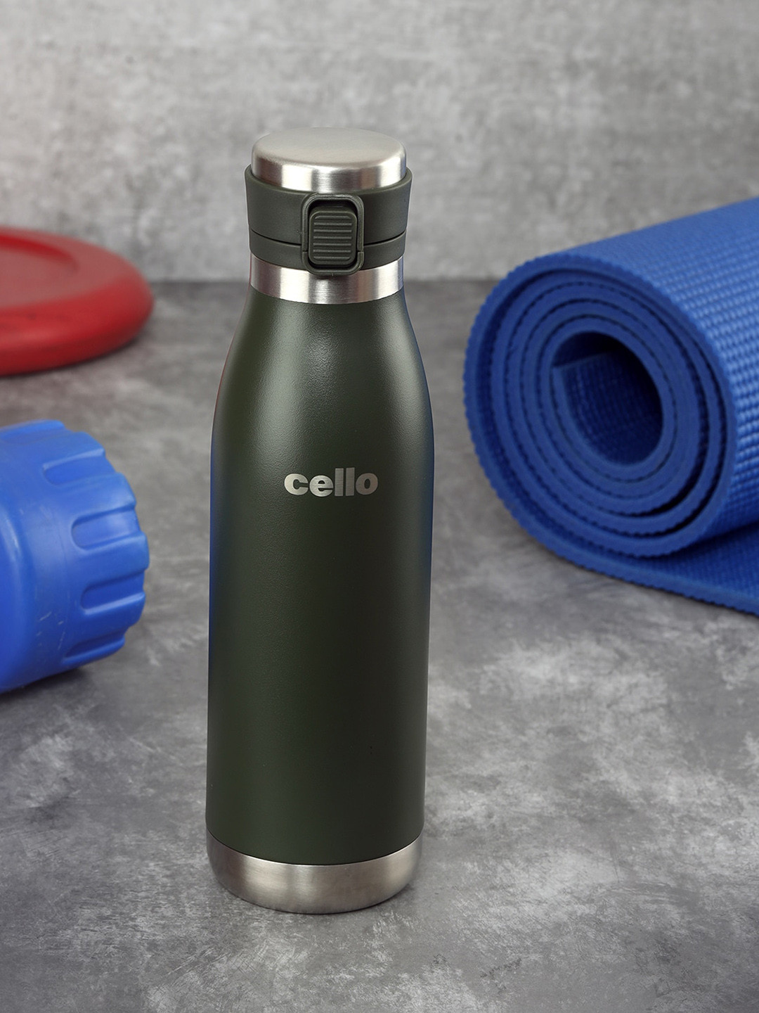 Cello Duro Jet Green Tuff Steel Series Durable DTP Coating Vacusteel Water Flask - 600 ml