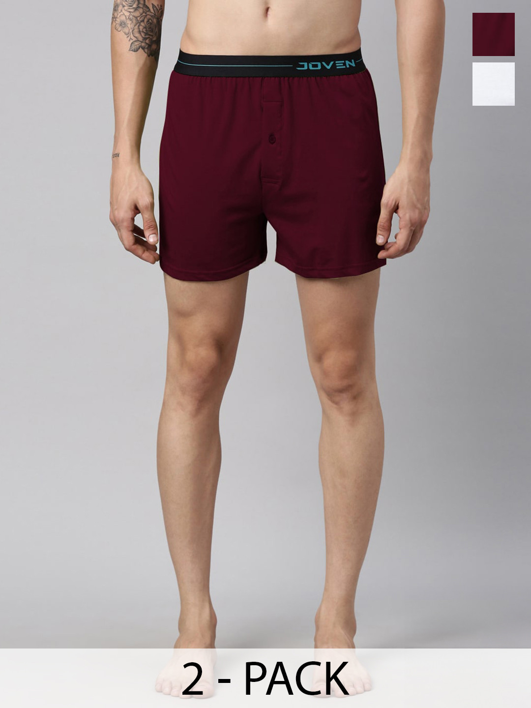 Joven Pack Of 2 Pure Cotton Boxers JB2KS-WHBR