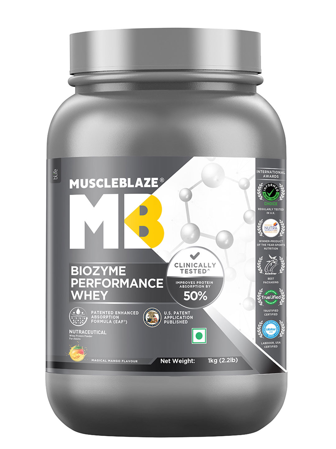 MuscleBlaze Biozyme Performance Whey Protein-1kg